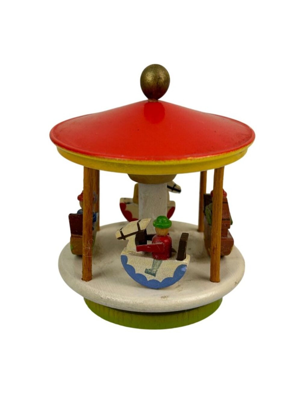 Erzgebirge Wooden Mini Carousel Merry Go Round East Germany Vintage 50s 60s